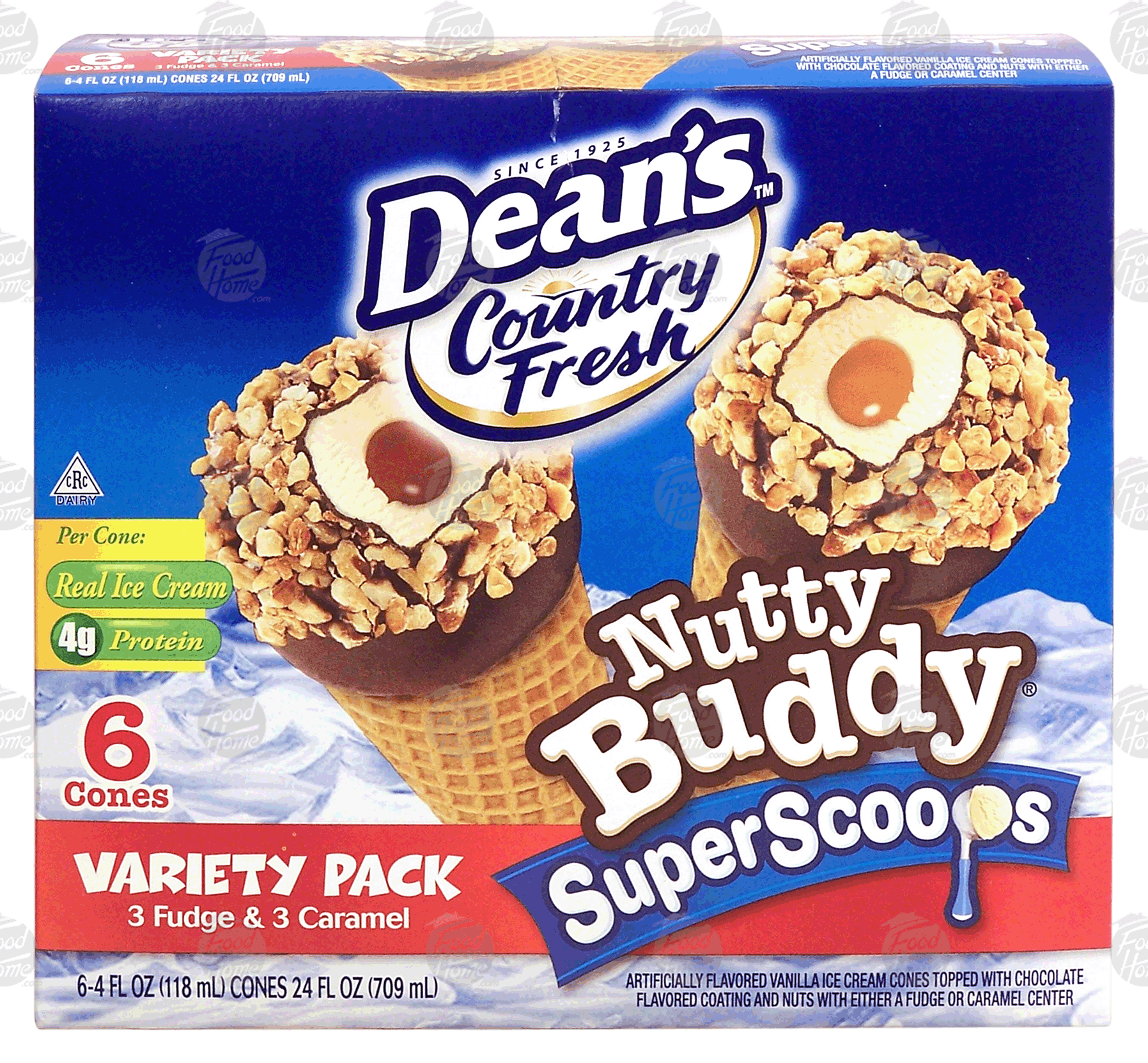 Dean's Country Fresh nutty buddy; super scoops; variety pack, 3 fudge & 3 caramel Full-Size Picture